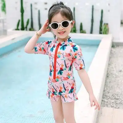 女童分体连体裙式走光学生大童15岁女孩泳装儿童泳衣