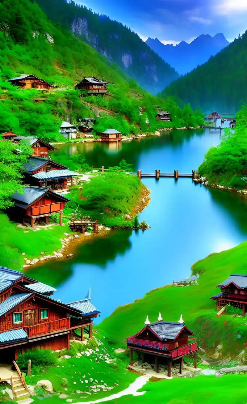 美丽的山野乡村,小桥流水人家,古道西风瘦马,夕阳西下,风景如 - 抖音