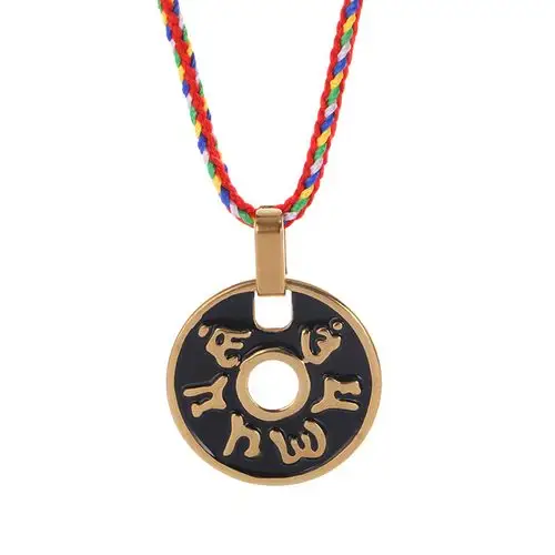 佛教钛钢梵文圆形六字真言大明咒项链保平安男女士护身符饰品挂件