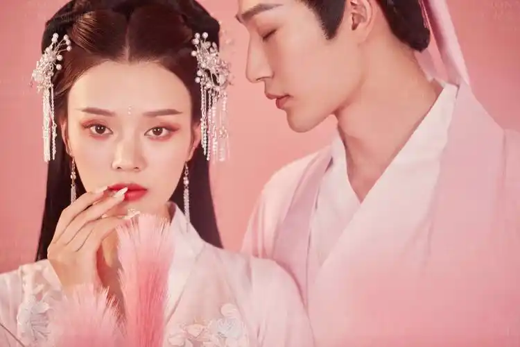 古风中式纯色婚纱照共舞一曲情深意切