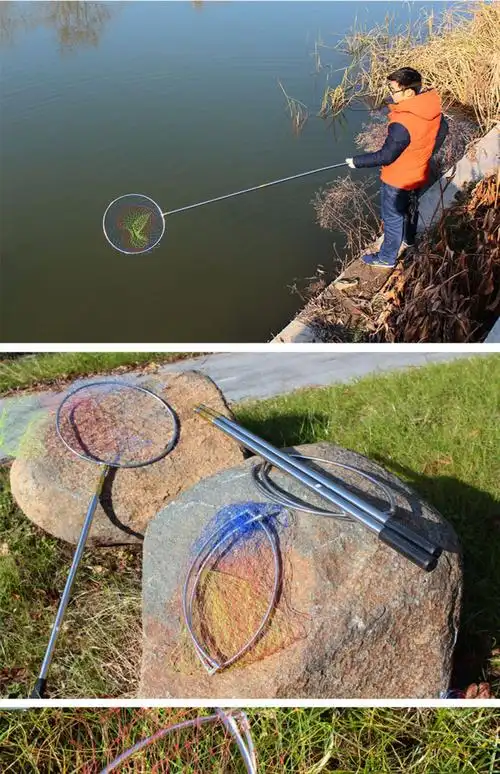 抄网竿伸缩不锈钢钓鱼抄网网兜可折叠抄网杆捞鱼网抄网头大物防挂