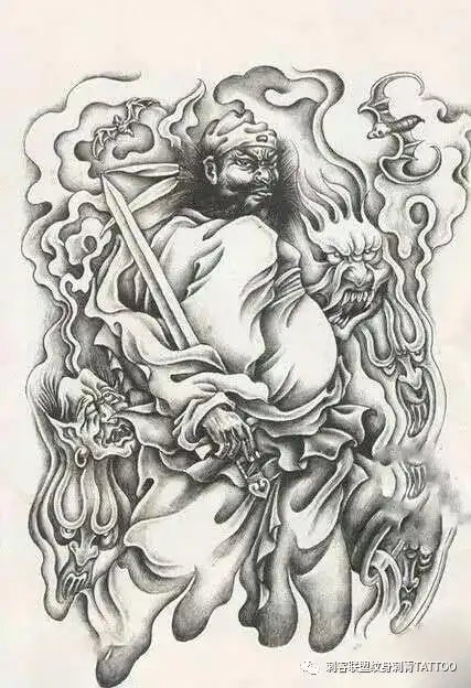 钟馗纹身钟馗纹身手稿钟馗纹身手稿图案