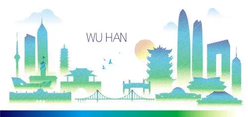 武汉城市地标建筑矢量插画