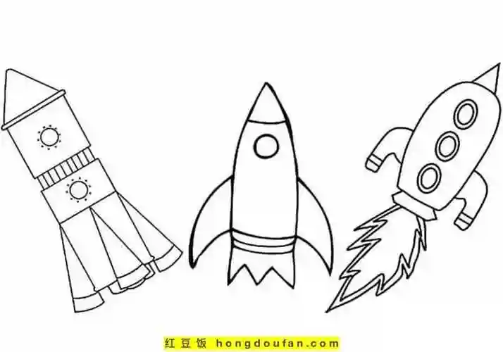 乘着火箭去冒险10张未来宇宙航天航空宇宙飞船卡通涂色简笔画