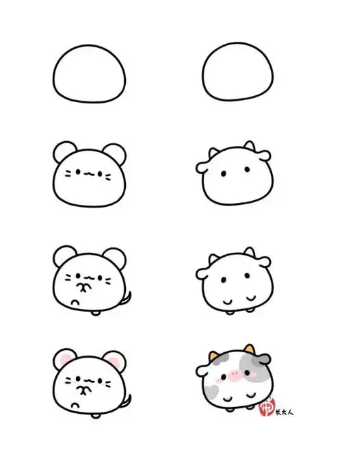 十二生肖可爱简笔画