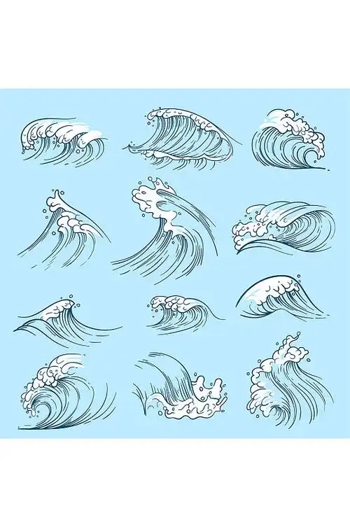 日式海浪圆形免扣元素