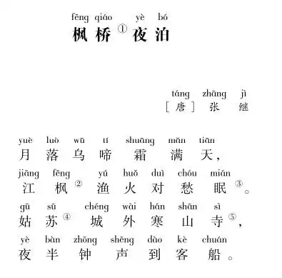 小学生必背古诗词80首-30.枫桥夜泊-张继