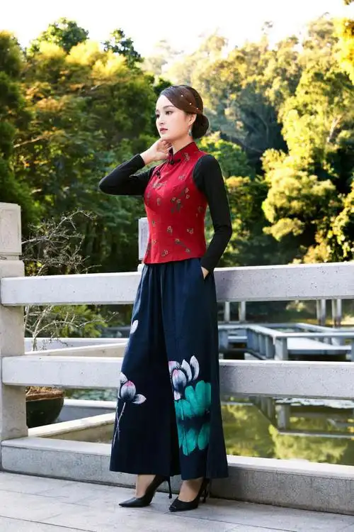 唐装旗袍女装唐装马甲背心古风汉服复古上衣短款中国风装苏梅红马甲s