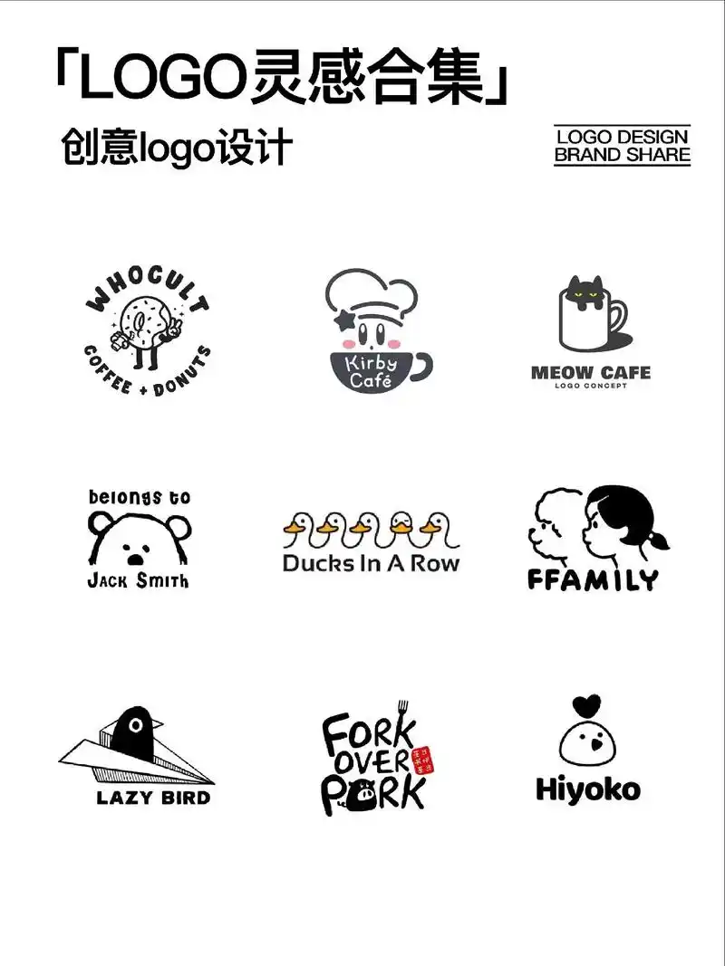 可爱小动物logo设计案例.design share - 八 - 抖音
