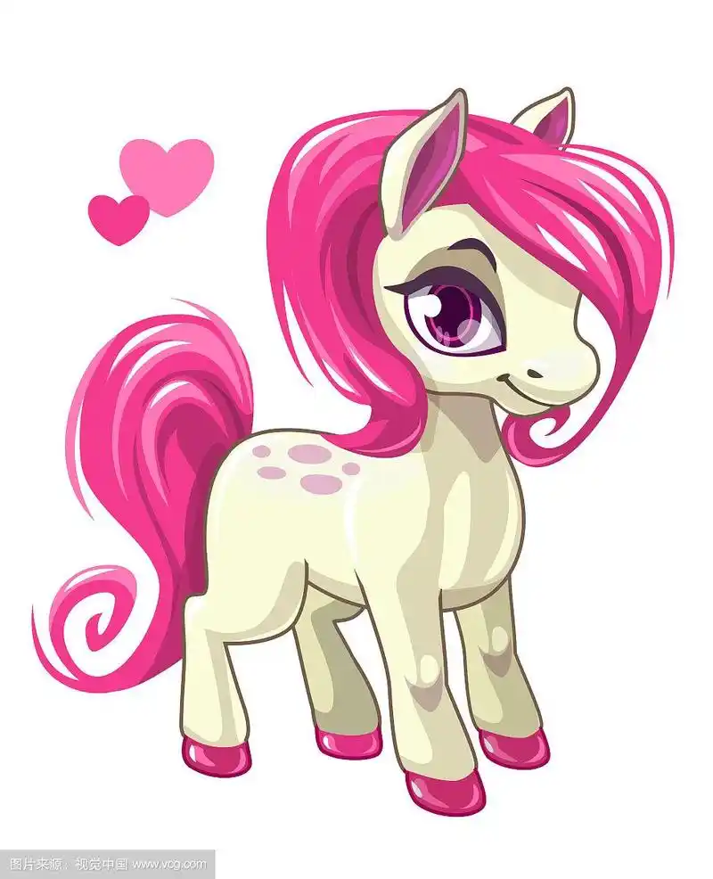 可爱的卡通小白马