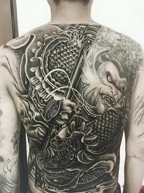 满背大圣_纹身图案手稿图片_wd的纹身作品集