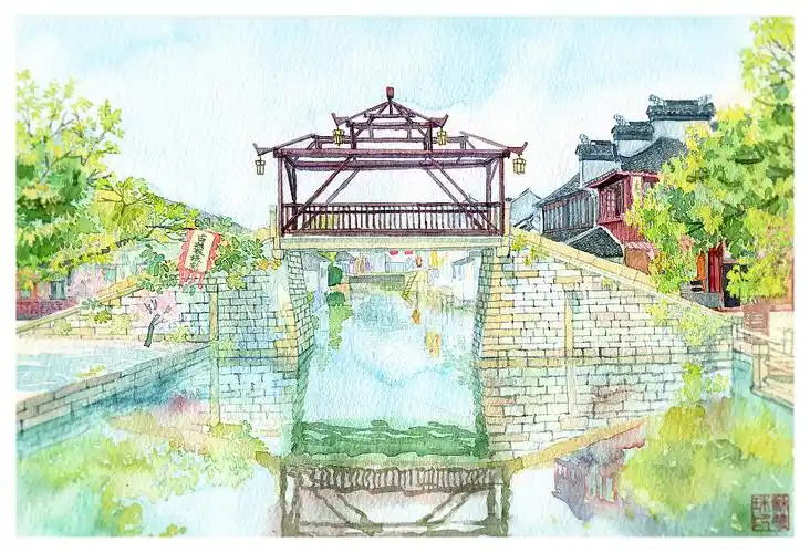 手绘城市系列——《苏州同里》