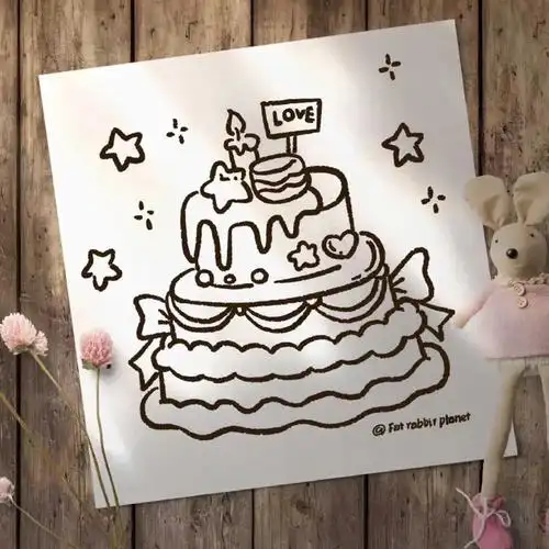 ins风手绘漂亮的生日蛋糕含教程