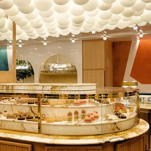 正中间的圆环则是 pierre hermé 的甜品区,有蜂蜜柑橘等口味的马卡龙