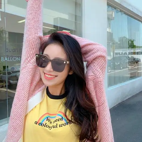 网红圆脸街女大墨镜偏光黑色边框红潮无边连体太阳眼镜