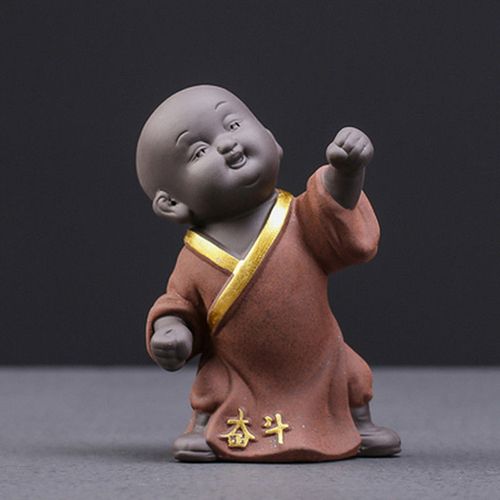 精品创意紫砂小和尚加油努力奋斗拼博功夫茶道茶宠摆件手工茶玩可