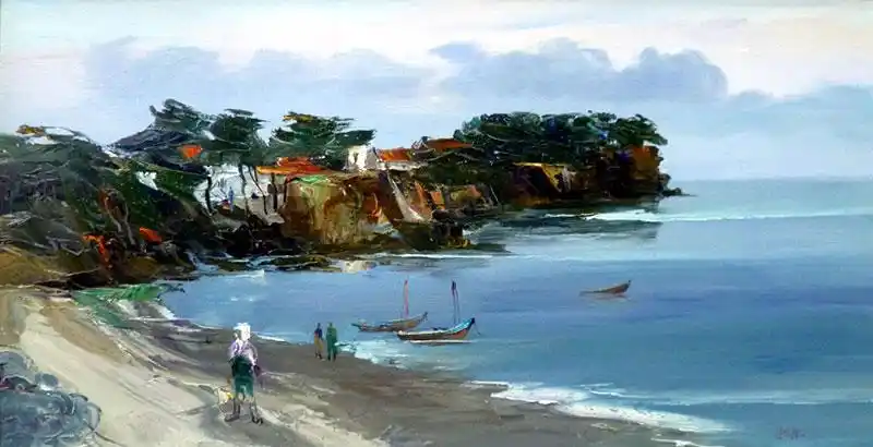 wmq09 作品:《初晴海滩》 作者:汪明强 规格:60cm×120cm 价格协商