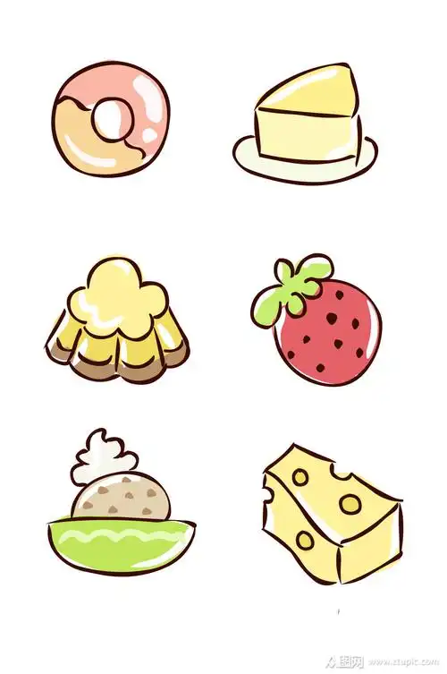 手绘可爱卡通甜品素材
