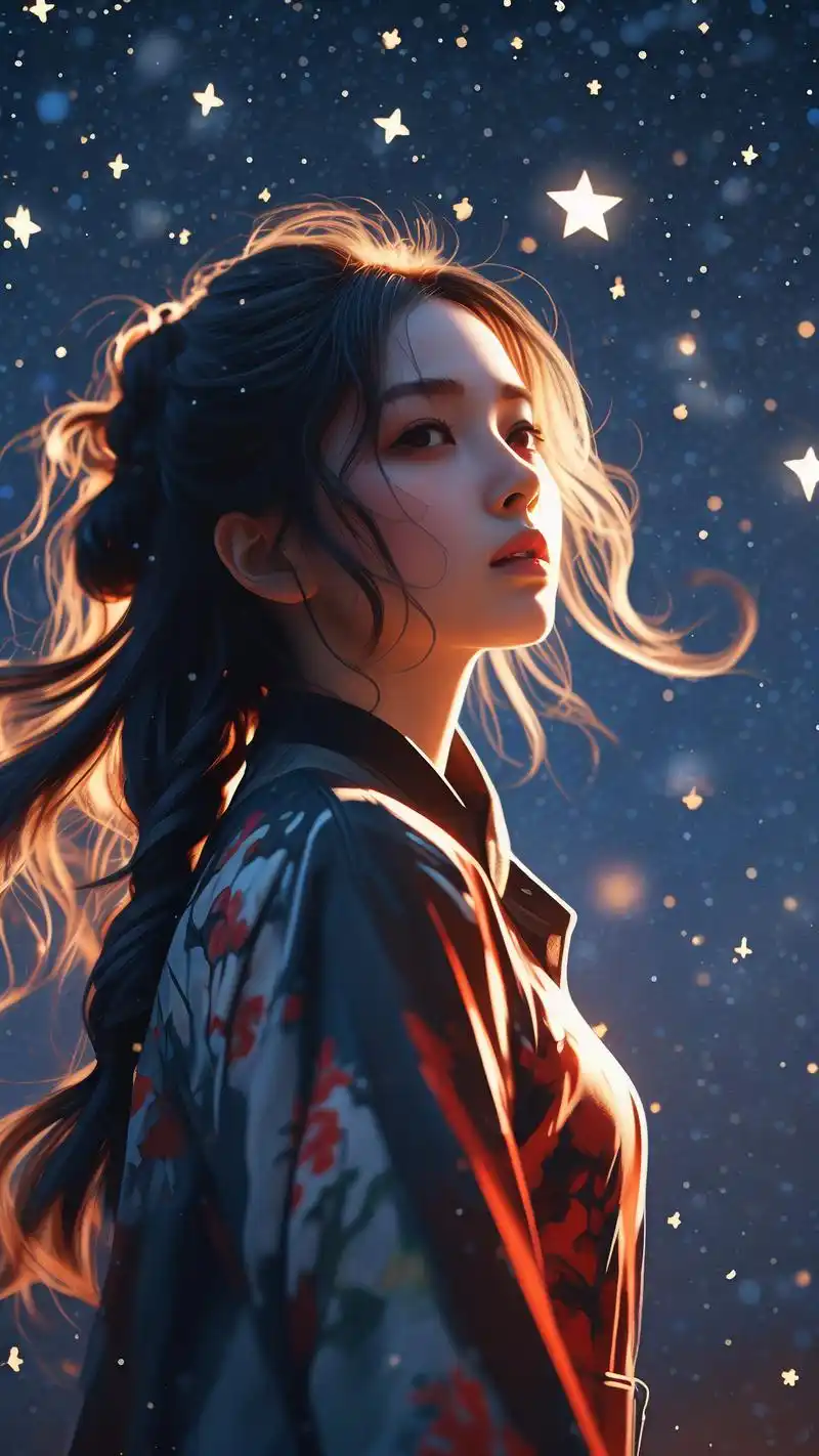 星空下高级感女生锁屏壁纸90