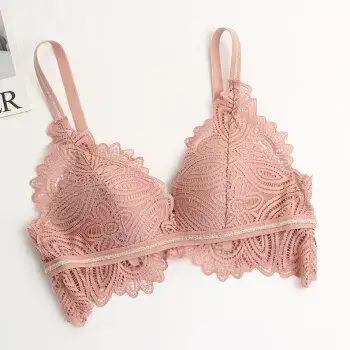 呓寻法式性感蕾丝薄款无钢圈文胸三角软杯小胸舒适不空杯微聚拢内衣女