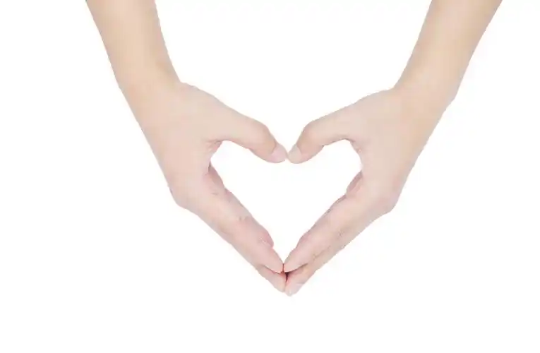 白底手势比心心形爱心人物手势双手比心