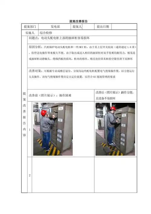 6s管理改善提案(配电柜操作安全性分析)