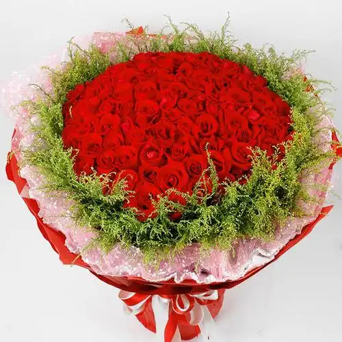 燃烧的爱—99朵红玫瑰花束送女朋友爱人生日表白情人节礼物同城送花