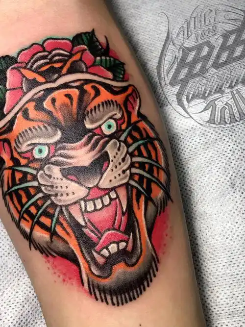 old school老虎_纹身图案手稿图片_宇瞳的纹身作品集