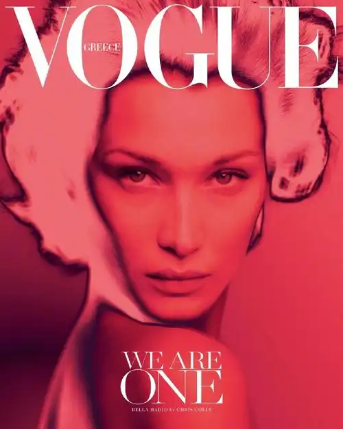 bella hadid 身穿 hermes 登上《 vogue》希腊版2020年4月号封面