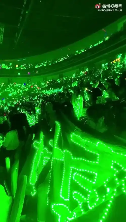 乐华演唱会满场都是王一博应援色#这满屏的绿海可太有排面了,不值道
