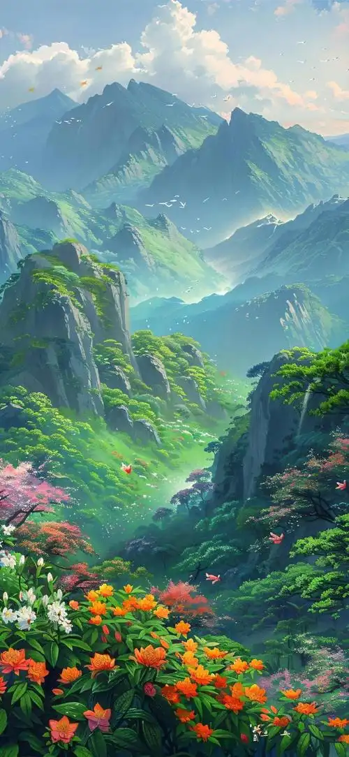 唯美场景 古风风景 插画壁纸#ai绘画