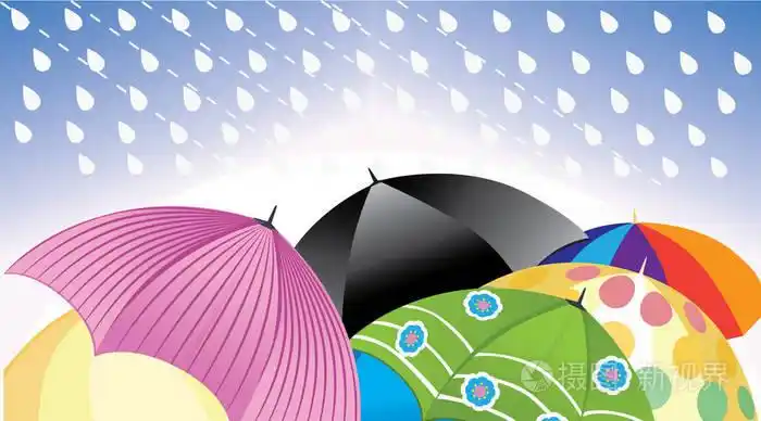 金秋时节的花伞,遮阳伞在雨中,矢量图插画-正版商用图片0cs4il-摄图新