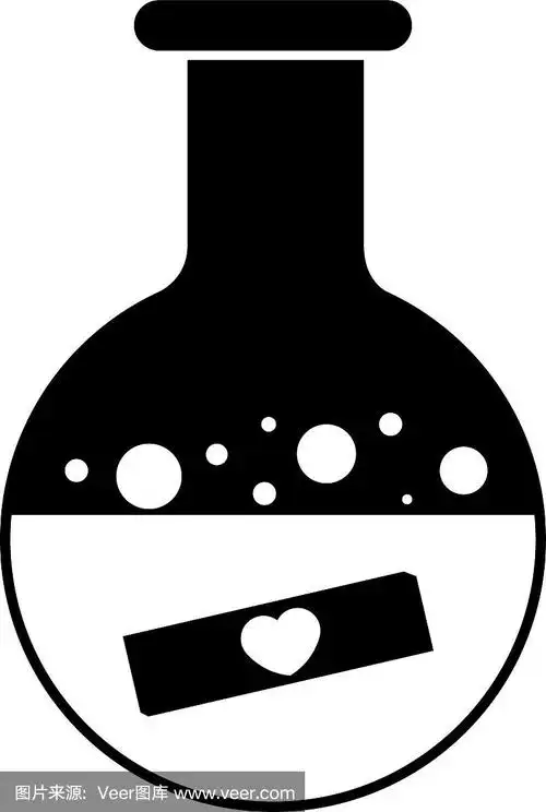 沸腾烧瓶与心的图标在白色的背景