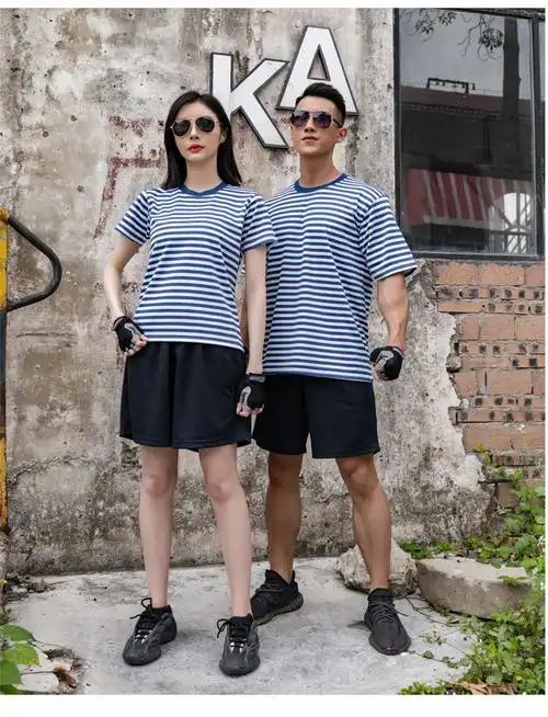 海军衫军训汗衫海魂衫套装夏季男女条纹短袖t军迷团体战术军训服海军