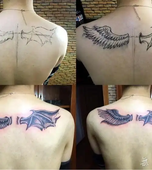 天使与恶魔_纹身图案手稿图片_无凡的纹身作品集