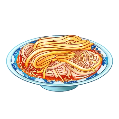 手绘水彩风西安美食秦镇米皮插画元素西安旅游宣传png素材