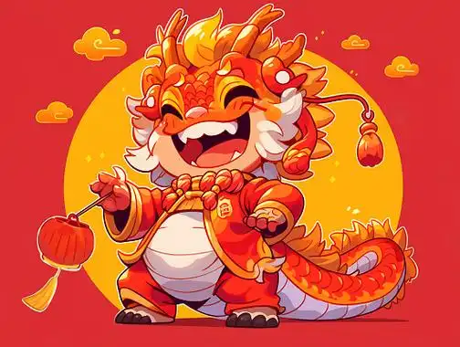 卡通可爱中国龙新年喜庆龙宝宝龙年灯笼ai元素插画