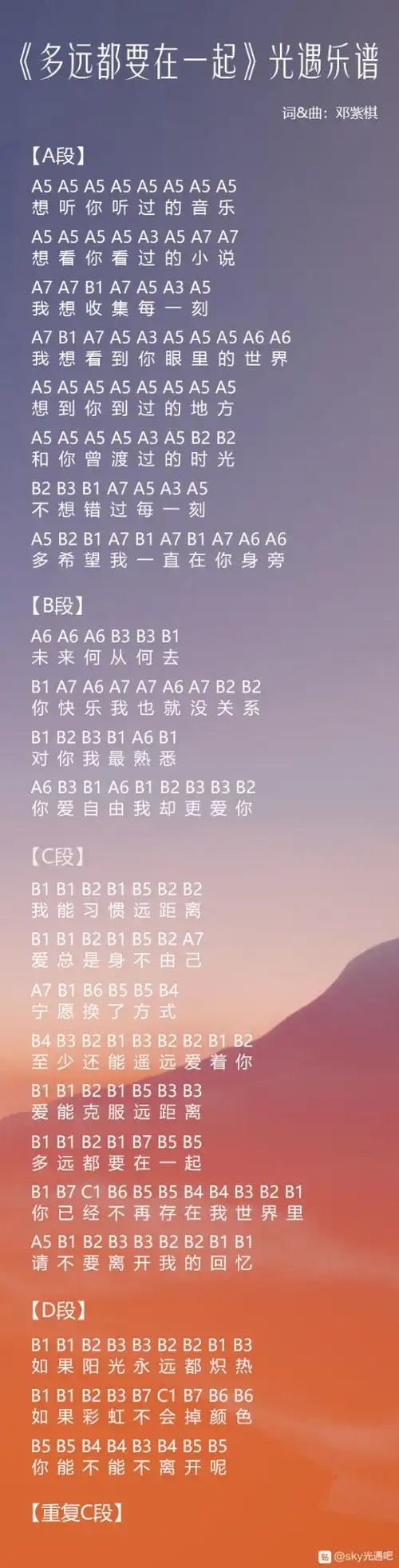 光遇琴谱大全琴谱数字版简谱大全