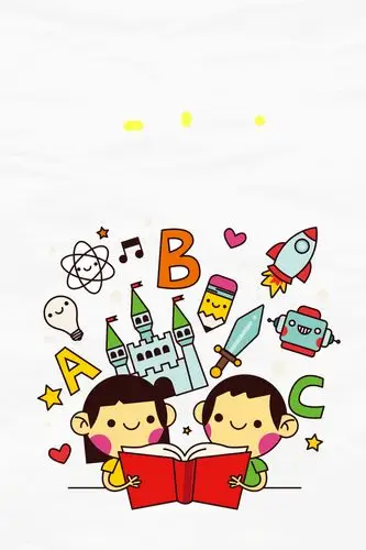 卡通儿童快乐阅读海报psd分层背景