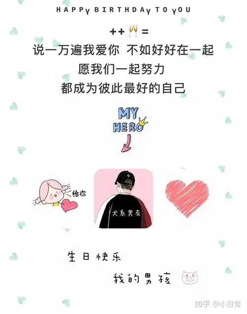 对象|男朋友|老公生日发朋友圈九宫格图文77文案