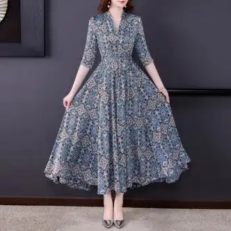 坠倾大码女装今年流行裙子40岁妈妈早秋新款连衣裙夏高贵中年气质欧货