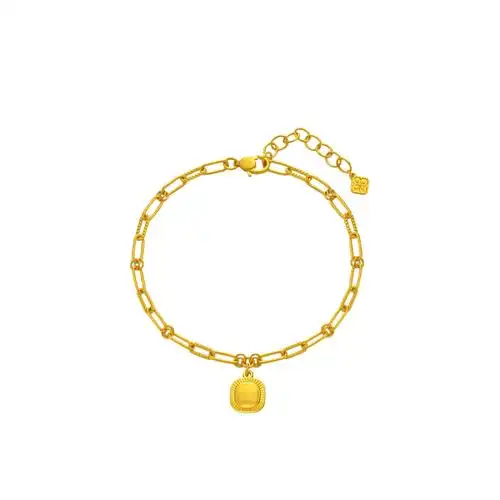 周大福流金岁月系列复古小面包足金黄金手链女工费920计价f232585520