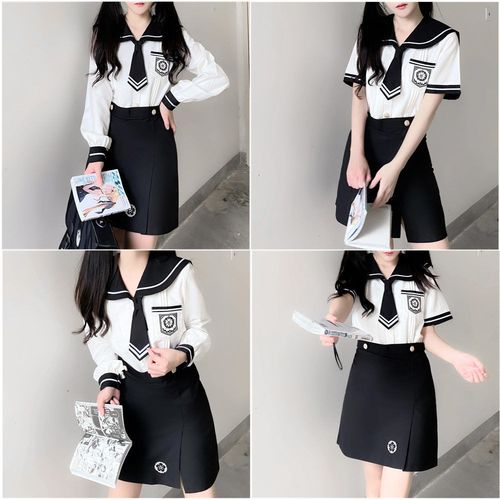 【神北jk】原创神川学院韩式制服jk套装水手服长短袖韩国校服短裙