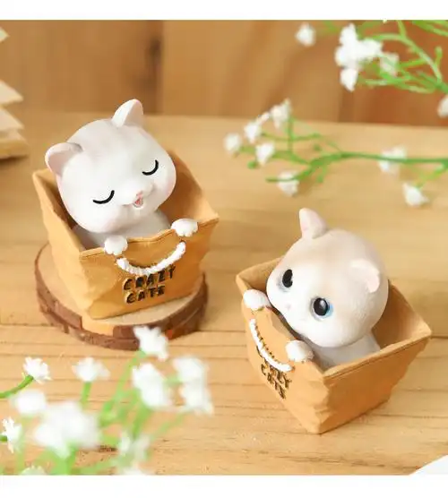 卧室可爱摇头猫咪树脂创意摆件办公室桌面系ins小装饰品摆设
