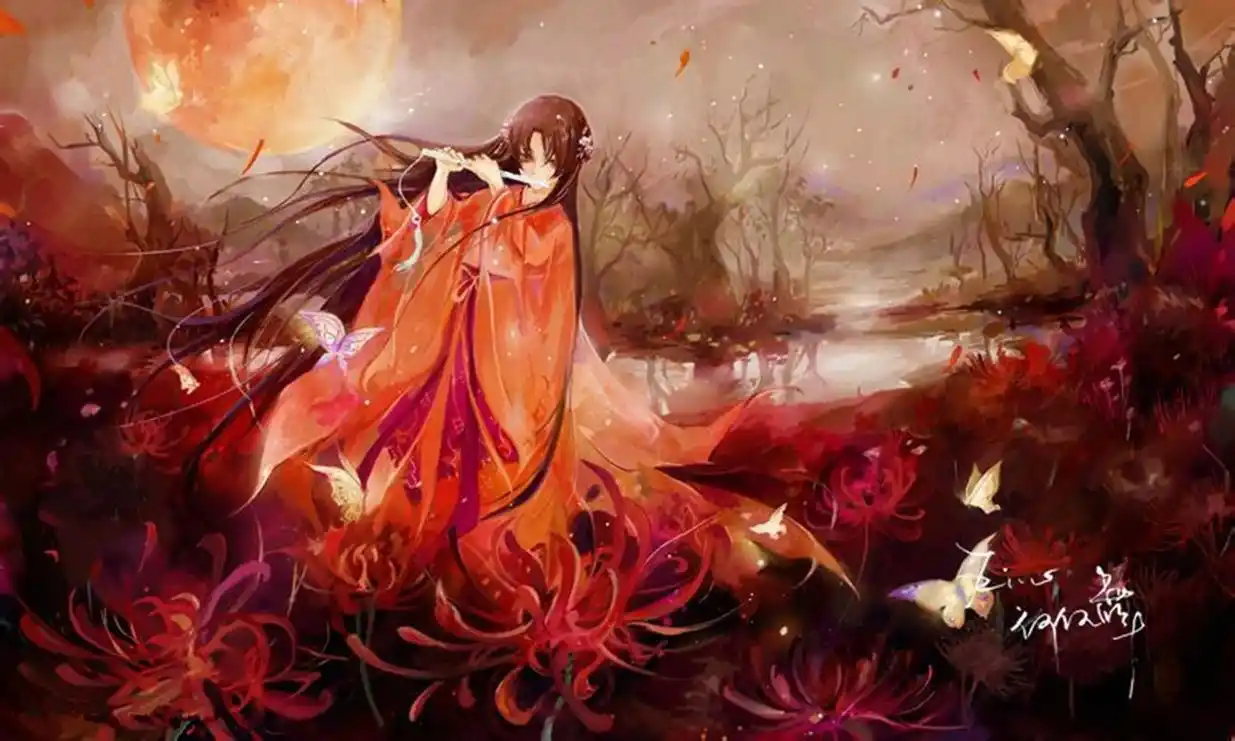 彼岸花红衣悲伤唯美古风少女