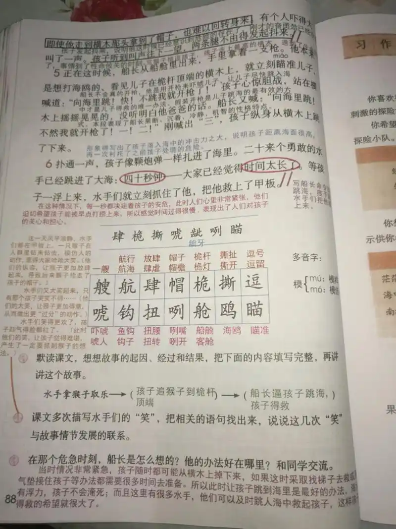 五年级下册语文第17课《跳水》课堂笔记. 不喜勿喷.是原创.