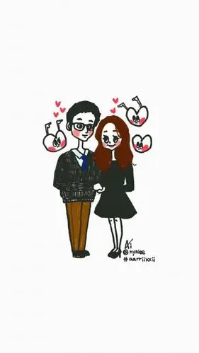 可爱情侣爱情手绘,高清图片,手机锁屏桌面-壁纸族