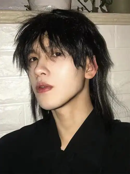 新品狼尾假发男长发日系男生武士头中分鲻鱼头短发男士