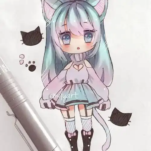 马克笔彩铅q版新手入门超可爱动漫人物手绘素材