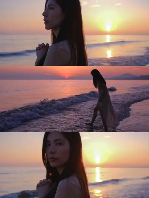 海边写真三张照片拼出电影感73